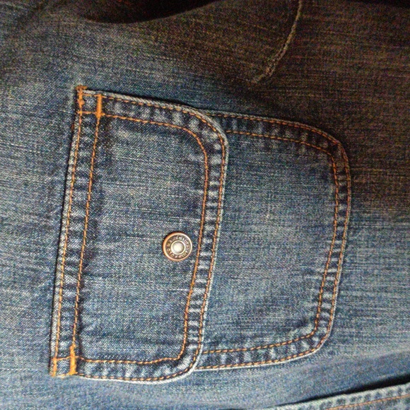 Old Navy Vintage Jean Blouse 100% Cotton 3/4 Sleeve Snap Buttons - Picture 4 of 6